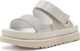 UGG Goldenstar Crackle Glide Womens Sandals Crackle White : 8.5 B - Medium, Leather/Suede