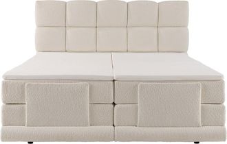 VENTE-UNIQUE.COM Cama continental boxspring poli&eacute;ster beige 2 x 90 x 200 cm