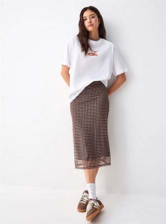 Twik Womens Patterned mesh midi skirt