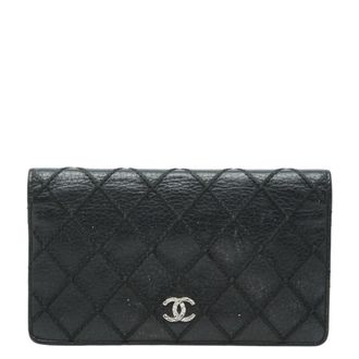 Chanel Black Leather Long Wallet (Bi-Fold) (Pre-Owned)
