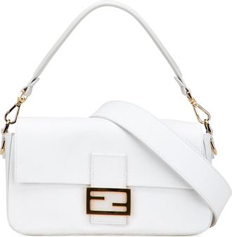 Fendi Pre-owned Womens Baguette Shoulder Bag - White Leather - One Size
