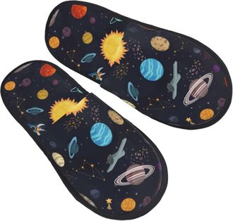 Generic Women Men Slippers Carton Planets And Spaceships Indoor Shoes Deluxe Bedroom Slipper Plush Fleece Lined House Slippers For Outdoor Indoor Travel M