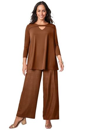 Jessica London Keyhole Tunic in Cognac at Nordstrom, Size Medium