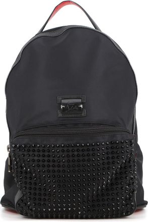 Christian Louboutin Black Red Color Nylon Leather Rubber Backpack (Pre-Owned)