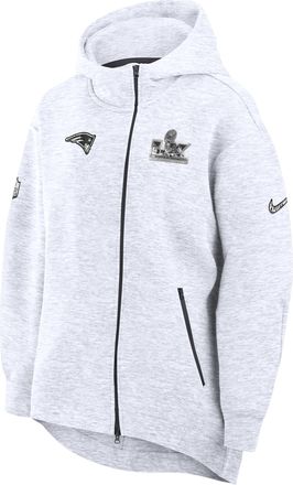 Nike New England Patriots Super Bowl LX Opening Night Tech Fleece Nike Womens NFL Full-Zip Hooded Cape in Grey | 03410EBP8KX-67Y