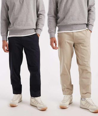 Jack & Jones Confezione da 2 chino dritti beige e blu navy-Multicolore