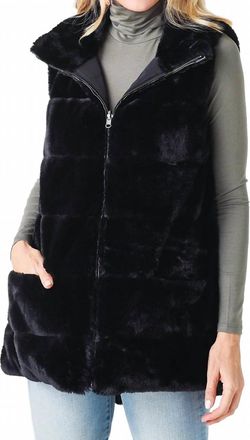 Dylan Reversible Fur With Pocket Vest In Black