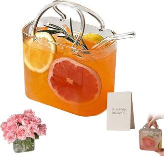 OEM Bolso De Cristal De Lujo Con Vaso Para Bebidas, Bolso De Cristal Para C&oacute;cteles, Incluye Pajitas De Cristal, 770 Ml, Ideal Para Compartir Tiktok