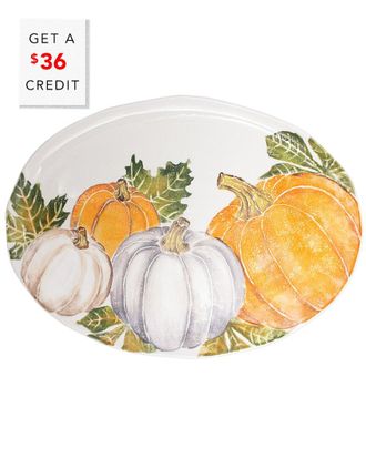 Vietri Vietri Pumpkins Large Oval Platter With Assorted Pumpkins With $46 Credit