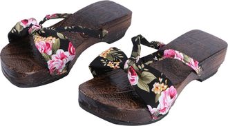 SOLUSTRE WomenS Anti-Skid Tongwood Clogs Slippers, Flat Sole Summer Sandals with Straps, Stylish Non-Slip Footwear for Beach and Casual Wear, Size 37