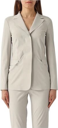 Max Mara Jassen, Dames, Grijs, M, Elegante Lasergesneden Blazerjas