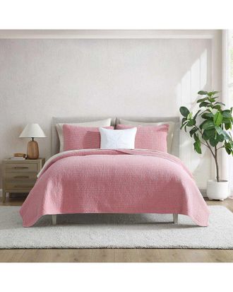 Nautica Seashore Stitch Solid Washed Cotton Quilt Set