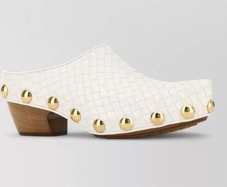 Bottega Veneta leather gondola mules woven texture studs