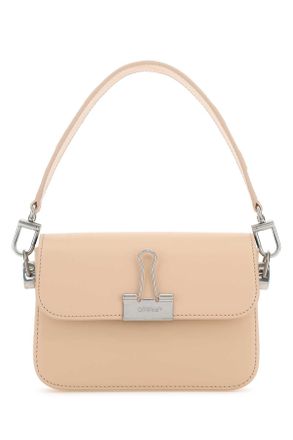 Off-white Light Pink Leather Small Plain Binder Handbag