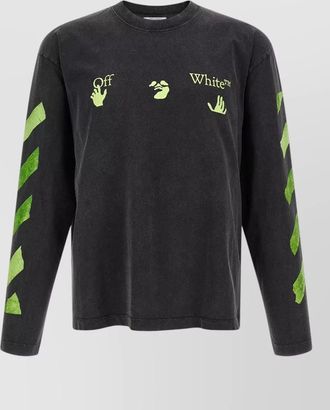 Off-white cotton printed long-sleeve t-shirt