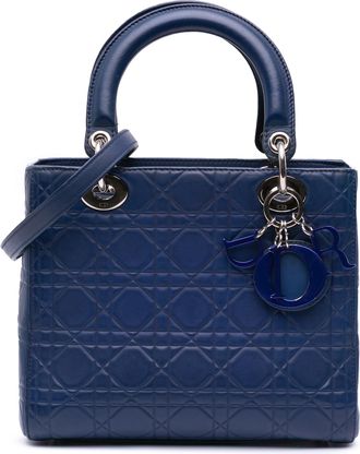 Dior Pre-owned Womens Lady Medium Quilted Handbag - Dark Blue Leather - One Size
