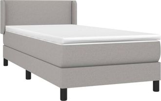 vidaXL Vidaxl - Cama Box Spring Con Colch&oacute;n Tela Gris Claro 100x200 Cm