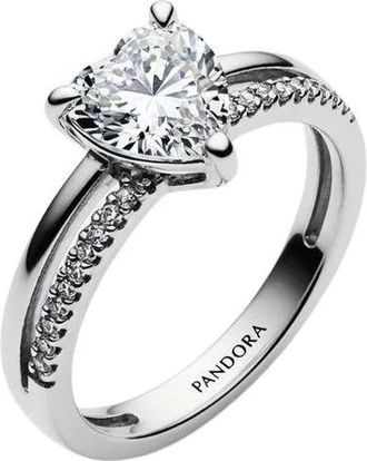 Pandora Ring met Zirkonia Hartjes - Dames - Ringen - Grijs - 50 MM - Accessoires