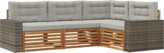 vidaXL Conjunto De Sof&aacute;s De Exterior 4 Uds. Natural Y Gris Claro Vidaxl
