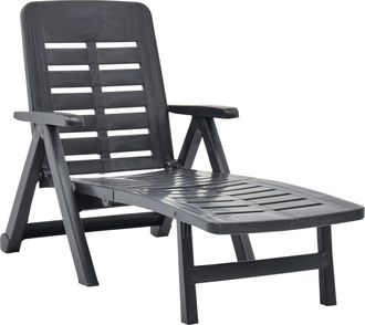 vidaXL Tumbona Plegable De Pl&aacute;stico Gris Antracita Vidaxl