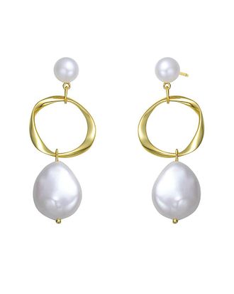 Genevive 18K Over Silver 7-19Mm Freshwater Pearl Earrings