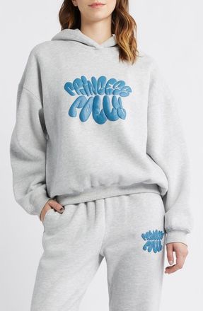Princess Polly Puffy Logo Hoodie in Grey at Nordstrom, Size 12