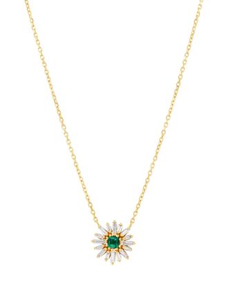 Suzanne Kalan 18kt geelgouden Evil Eye halsketting met diamant en smaragd