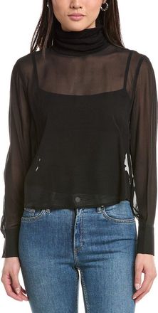 L'agence Lagence Toulon Mix Turtleneck Silk Top