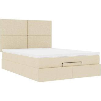 vidaXL Estructura De Cama Otomana Con Colch&oacute;n Tela Crema 140x190cm Vidaxl