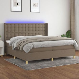 vidaXL Vidaxl - Cama Box Spring Colch&oacute;n Y Luces Led Tela Gris Taupe 200x200 Cm