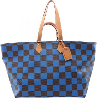 Louis Vuitton Blue Brown Coated Canvas Pvc Leather Tote Bag (Pre-Owned)