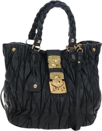 Miu Miu Pre-owned Tote Bag - Dames - Vintage Handtas - Zwart - ONE Size - Leer - Vintage