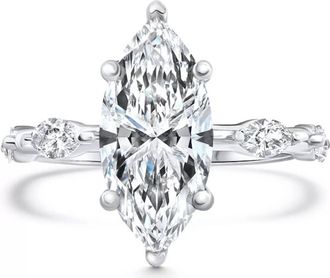 Pompeii3 Certified 1 1/2 - 7 1/2Ct Marquise Diamond Engagement Ring 14k Gold Lab Grown