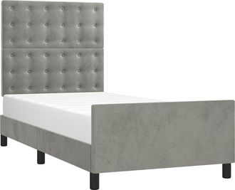 vidaXL Vidaxl - Estructura De Cama Sin Colch&oacute;n Terciopelo Gris Claro 90x200 Cm