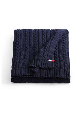 Tommy Hilfiger Cable Knit Throw in Navy Blue at Nordstrom