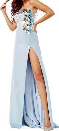 Jovani Ice Prism Slit Evening Dress In Light Blue