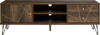 Premier Housewares Sturdy Design Media Unit, Sturdy Construction Of Wooden Tv Stand With Storage, Versatile Living Room TV Unit