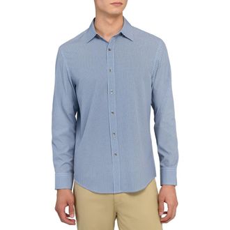 W.R.K Slim Fit Round Geo Print Performance Button-Up Shirt in White/Blue at Nordstrom, Size Xx-Large