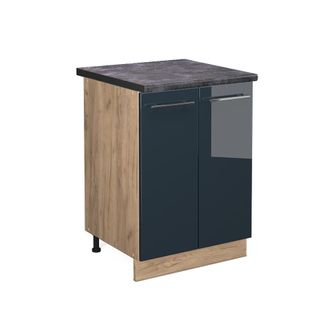 Vicco Mueble Bajo Fame-line, Azul Oscuro Alto Brillo, 60 Cm, Et Antracita