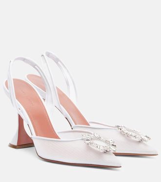 Amina Muaddi Begum 95 mesh slingback pumps