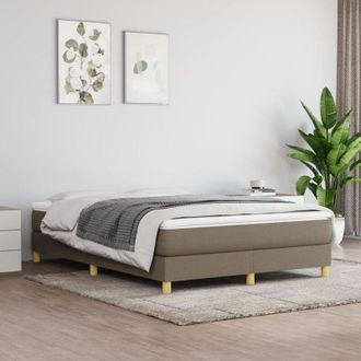 vidaXL Vidaxl - Cama Box Spring Con Colch&oacute;n Tela Gris Taupe 140x190 Cm