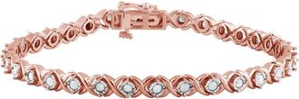 DiamondMuse Diamond Muse Classy 1.00 Carat Real Diamond XO Bracelet Prong Set Rose Gold Rhodium Plated Over Sterling Silver (J, I3)