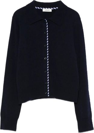 Sandro striped-detail cardigan - women - Wool/Cashmere - 3 - Blue