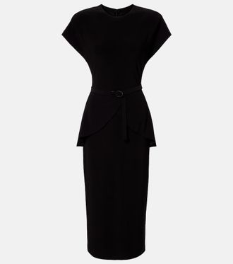 Norma Kamali Belted peplum midi dress