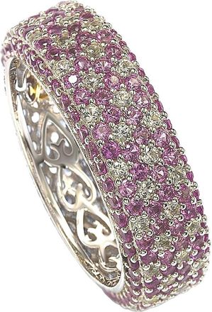 Suzy Levian Sterling Silver Pavé Pink & White Sapphire Diamond Accent Eternity Band Ring - 0.02 ctw at Nordstrom Rack, Size 5.5