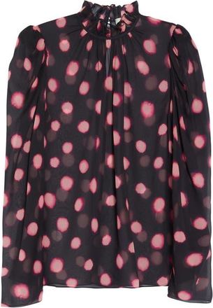 Saloni Mel-B Polka Dot Silk Blouse in Blush Large Polka at Nordstrom, Size 6