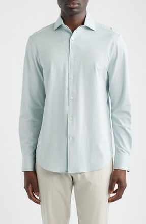 Bugatchi Devon OoohCotton Button-Up Shirt in Seafoam at Nordstrom, Size Xxx-Large R