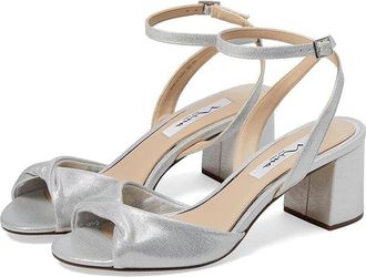 Nina Nigella Sandal Womens US 6 Silver Adjustable Ankle Strap Block Heel ZPO2962
