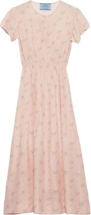 Prada Abito midi a fiori - Rosa
