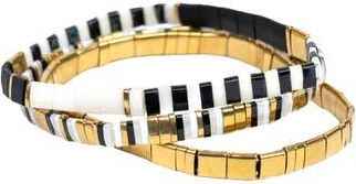 Saachi 3-Pack Stretch Bracelets in Black /White at Nordstrom Rack